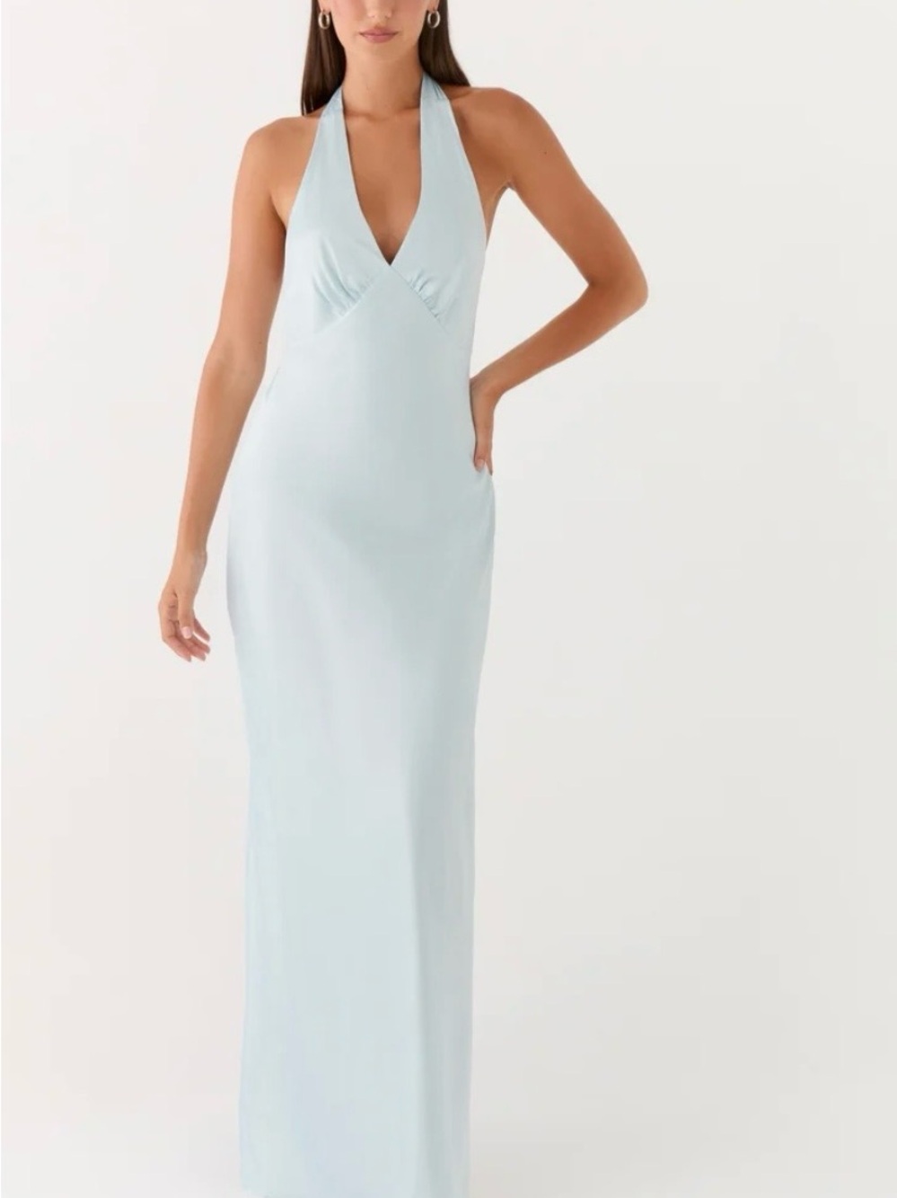 Peppermayo Pale Blue Strapless Halter Maxi Dress